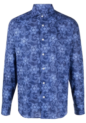 Fedeli paisley print buttoned shirt - Blue
