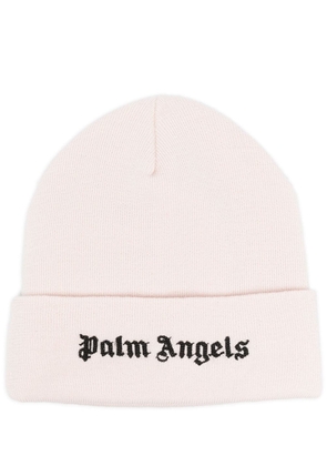 Palm Angels logo-embroidered cotton beanie - Pink