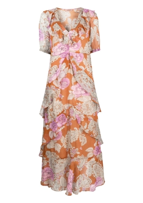TWINSET floral-print ruffled maxi dress - Orange