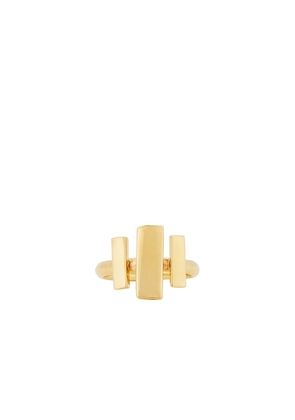 SOKO Cala Bar Ring in Metallic Gold. Size 7, 8.
