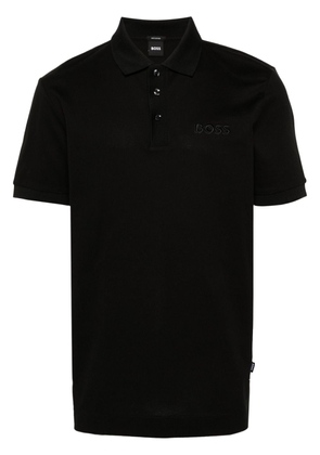 BOSS embroidered-logo cotton polo shirt - Black