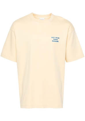 Drôle De Monsieur slogan-embroidered cotton T-shirt - Neutrals