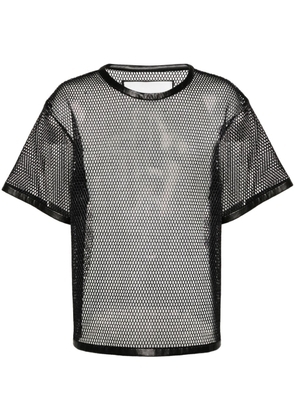 Jil Sander perforated leather-trim T-shirt - Black