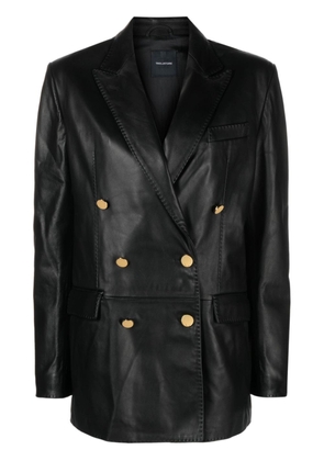 Tagliatore Josie double-breasted leather blazer - Black
