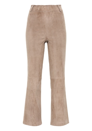 Arma straight-leg cropped leather trousers - Neutrals
