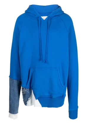 Greg Lauren Fragment panelled hoodie - Blue