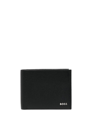 BOSS logo-lettering leather wallet - Black