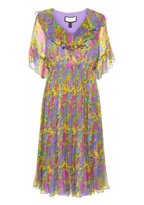 NISSA baroque-print pleated dress - Purple