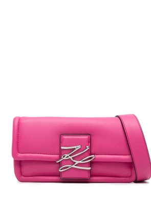 Karl Lagerfeld Autograph-plaque crossbody bag - Pink