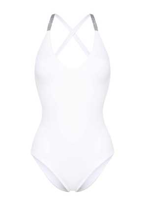 Fisico crystal-embellished swimsuit - White
