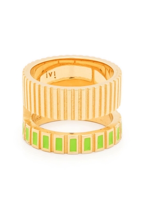 IVI enamel-detail textured ring - Gold