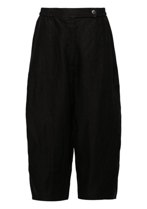 Cordera Curved linen tapered trousers - Black