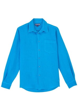 Vilebrequin logo-embroidered linen shirt - Blue