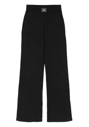 CHANEL Pre-Owned 2003 CC cotton wide-leg trousers - Black