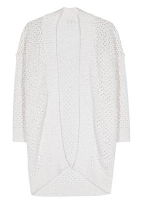 Eleventy sequin-embellished open-knit cardigan - White