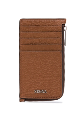 Zegna logo-plaque leather wallet - Brown