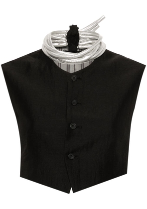 Yohji Yamamoto detachable-collar twill vest - Black