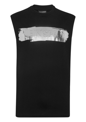 Plein Sport brushstroke-print cotton tank top - Black