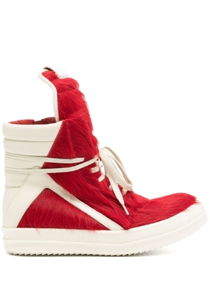 Rick Owens Geobasket fur-design sneakers - Red