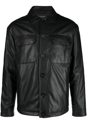 Emporio Armani button-up leather jacket - Black