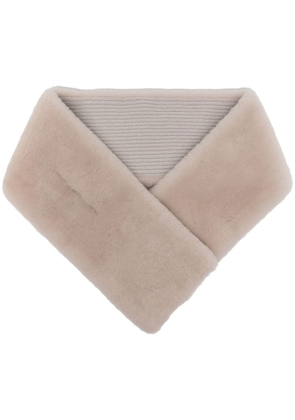 N.Peal shearling-trim cashmere scarf - Grey