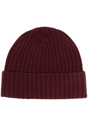 N.Peal ribbed cashmere beanie hat - Red