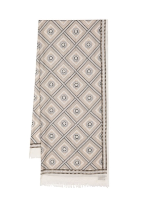 N.Peal patterned-intarsia cashmere scarf - Neutrals