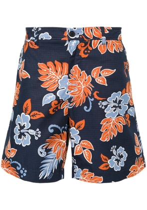 Maison Kitsuné floral-print ripstop shorts - Blue