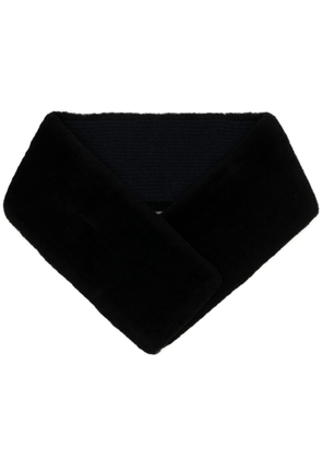 N.Peal shearling-trim cashmere scarf - Black