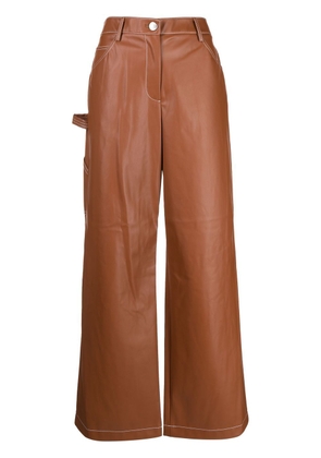 STAUD Domino vegan leather trousers - Brown