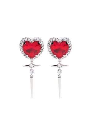 Alessandra Rich glass crystal-embellished heart earrings - Red