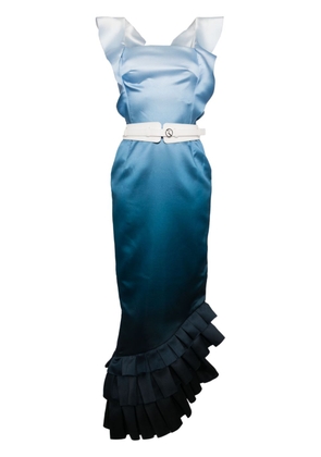 Saiid Kobeisy asymmetric gradient-print dress - Blue