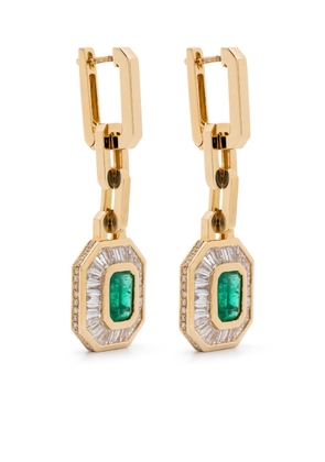 SHAY 18ky yellow gold emerald and diamond drop earrings