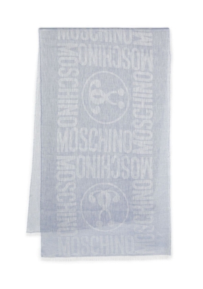 Moschino jacquard-logo chambray scarf - Blue