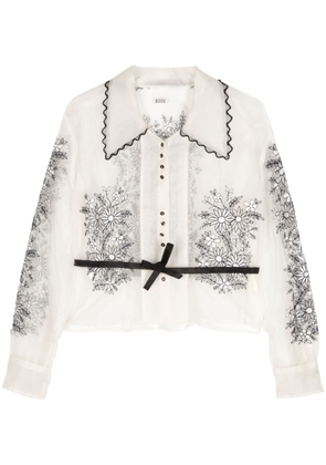 BODE floral-lace silk blouse - White