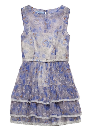 Prada floral-print chiffon minidress - Blue