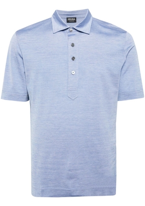 Zegna polo-collar cotton-blend polo shirt - Blue