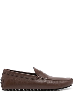 Tod's almond-toe pebbled-texture loafers - Brown