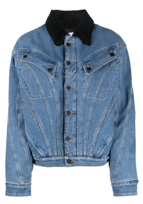 Mugler contrast-collar denim jacket - Blue