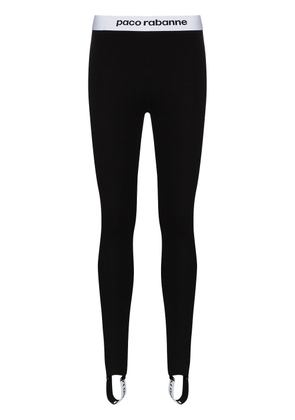 Rabanne contrast logo-stripe stirrup leggings - Black