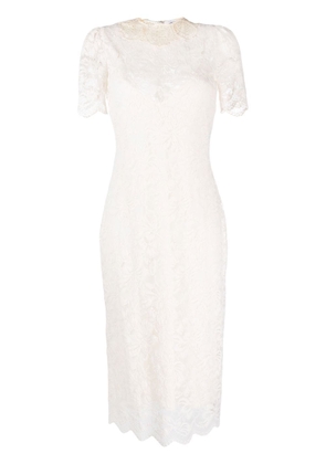 Rabanne short-sleeve lace-overlay dress - White