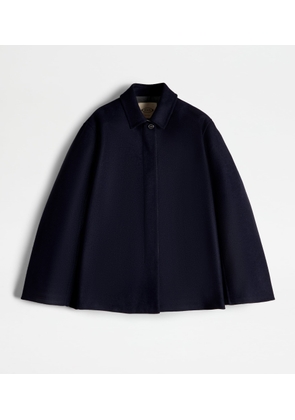 Tod's - Short Jacket in Wool and Cashmere, BLACK,BLUE, 40 - Coat / Trench