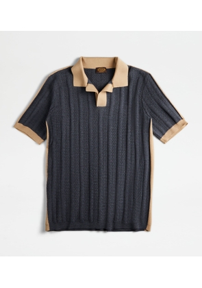 Tod's - Polo Shirt in Knit, BEIGE,GREY, L - Knitwear