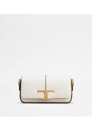 Tod's - T Timeless Crossbody Bag in Leather Mini, WHITE,  - Bags
