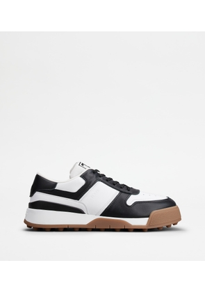 Tod's - Sneakers in Leather, BLACK,WHITE, 10 - Shoes