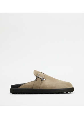 Tod's - T Timeless Mules in Suede, BEIGE, 10 - Shoes