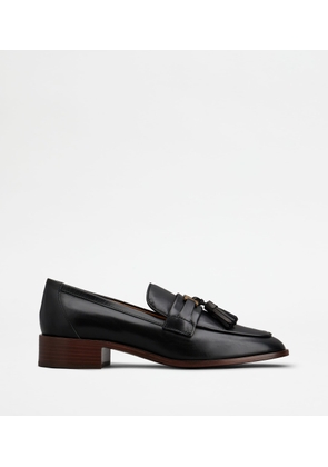 Tod's - Loafers in Leather with Tassels, BLACK, 35 - Shoes