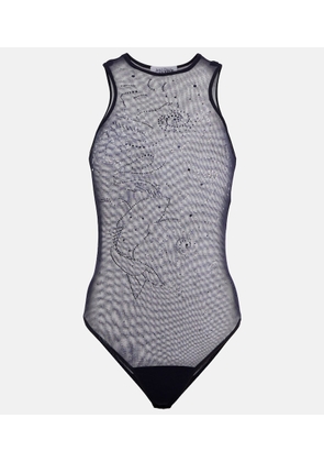 Jean Paul Gaultier Embellished printed mesh bodysuit