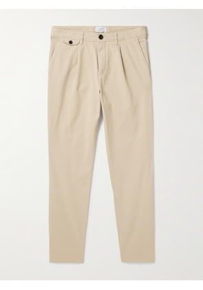 Mr P. - Daniel Tapered Pleated Garment-Dyed Organic Cotton-Twill Trousers - Men - Neutrals - 28
