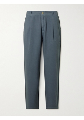 Folk - Wide-Leg Pleated Cotton-Twill Trousers - Men - Blue - 3